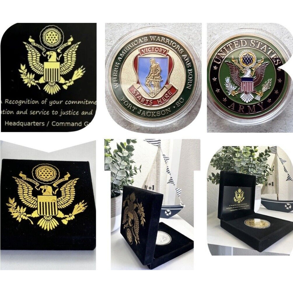 ARMY LOGO FORT JACKSON VICTORY STARTS HERE CHALLENGE COIN USA AMY NEW