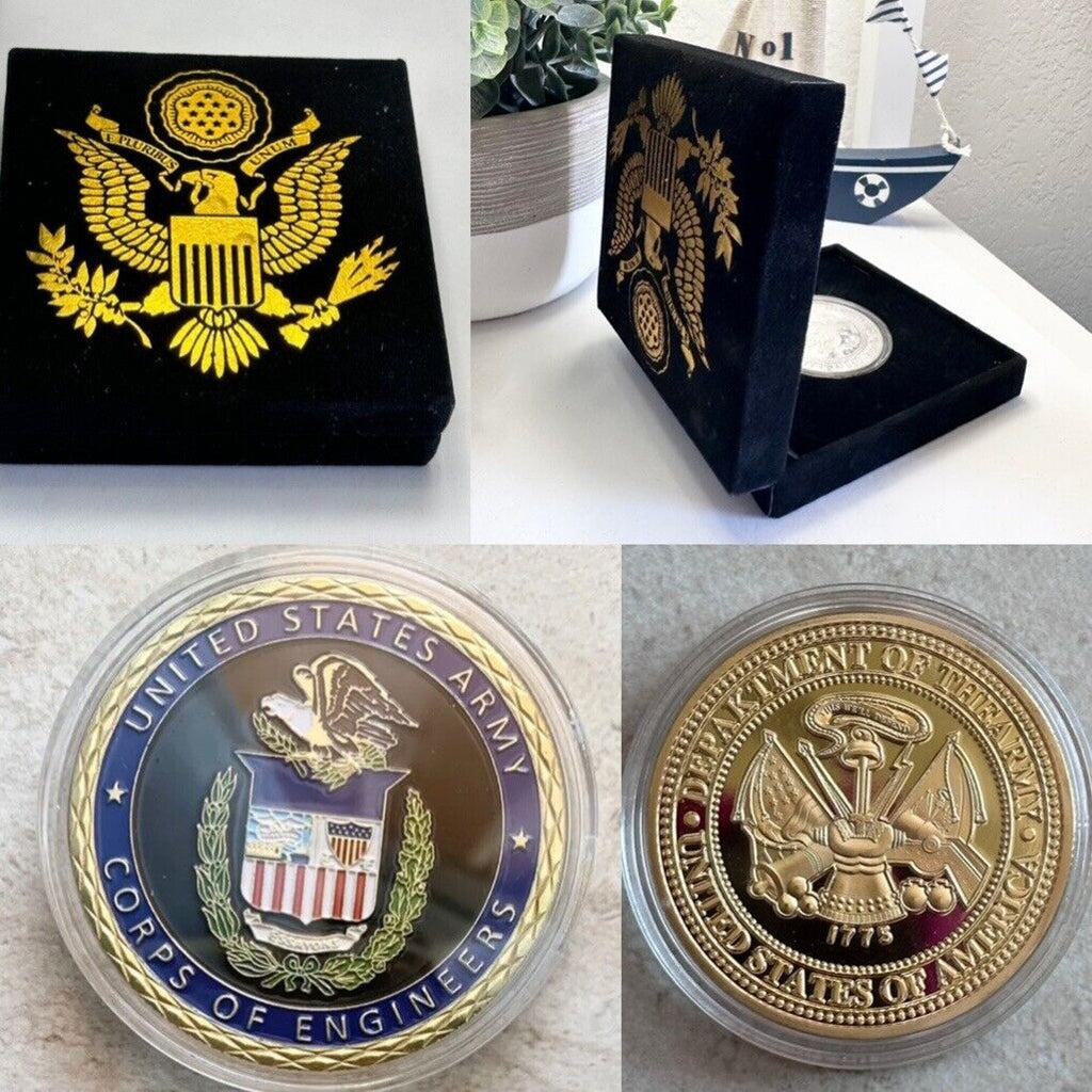 U S ARMY Corps of Engineers Challenge Coin With Velvet Special Presentation Box