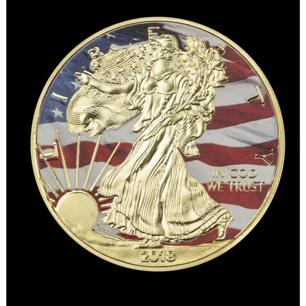 Statue Of Liberty Walking Golden Coin, Souvenir Coin, Challenge Coin New