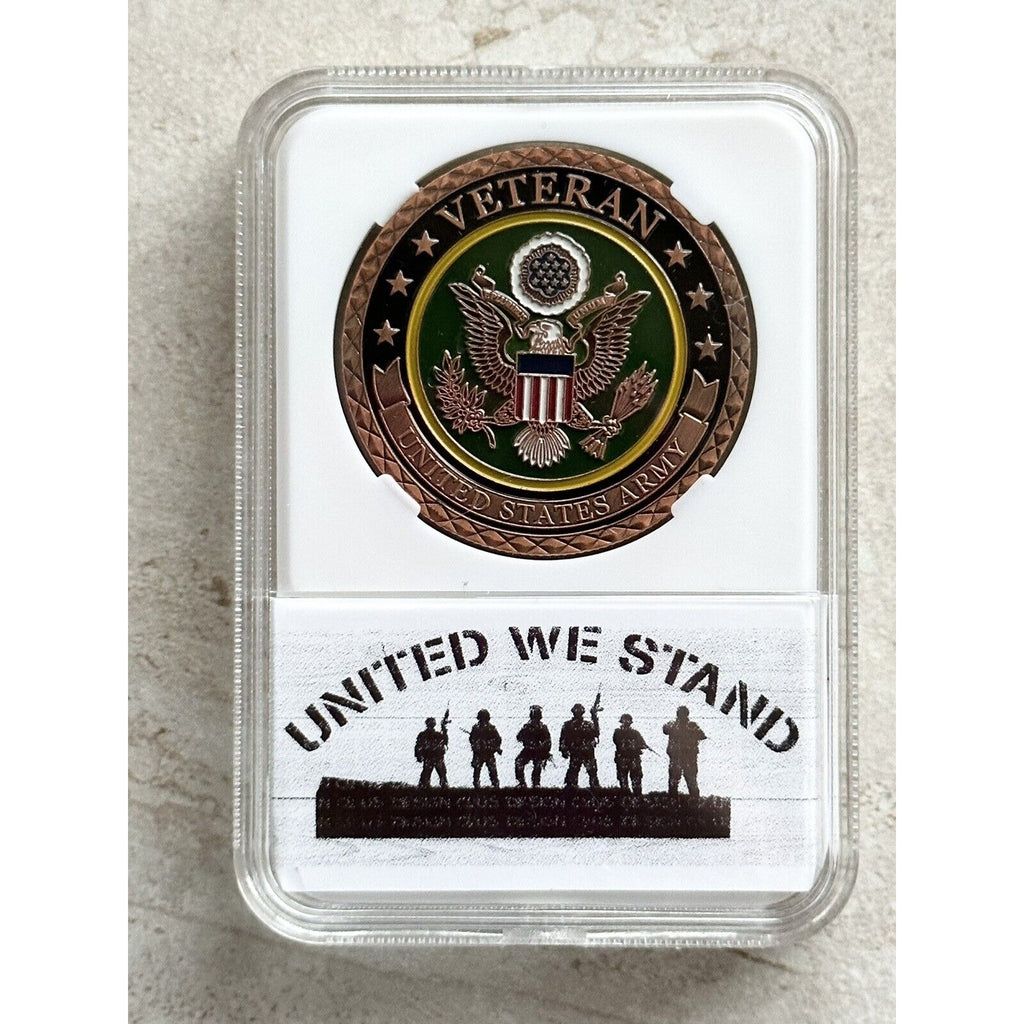 PROUD TO BE ARMY VETERAN - Challenge Coin w/ Presentationt Box