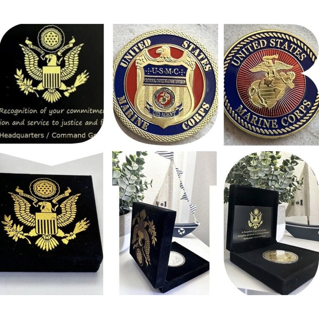 USMC MARINE CORPS CID CRIMINAL INVESTIGATION DIVISION COLORIZED COIN USMC