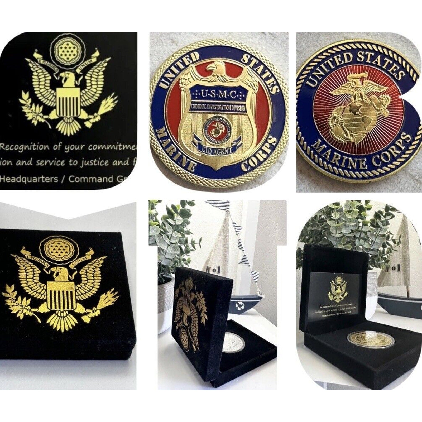 USMC MARINE CORPS CID CRIMINAL INVESTIGATION DIVISION COLORIZED COIN USMC