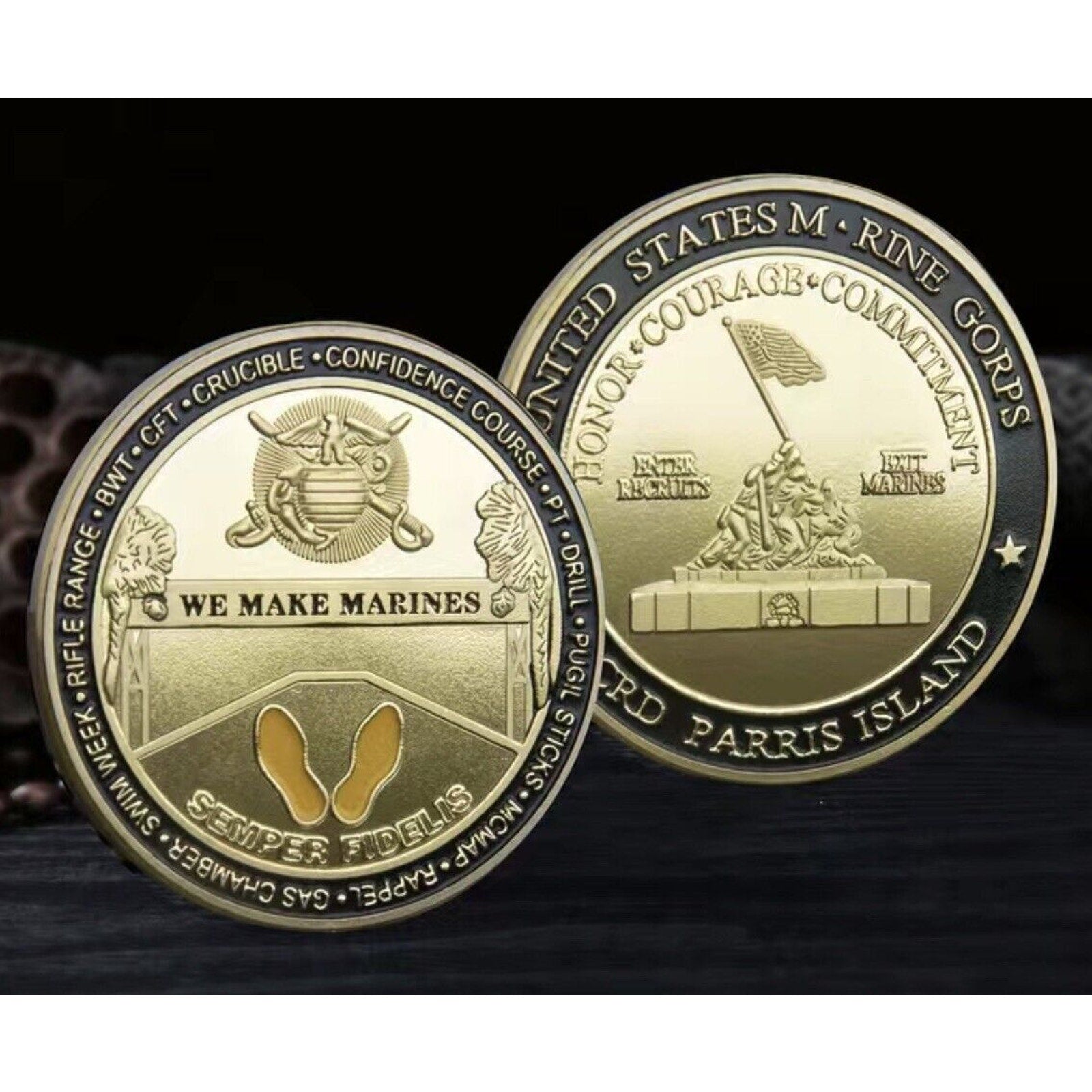 NEW USMC U.S. Marine Corps Semper Fidelis Paris Island Challenge Coin.