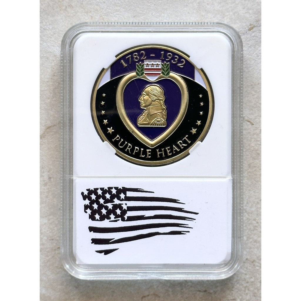PURPLE HEART FOR MILITARY MERIT CHALLENGE COIN With Case