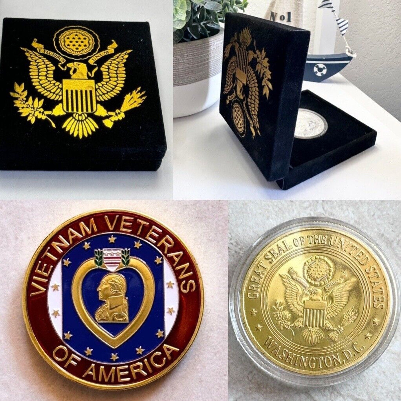 MEMORIAL DAY VETERANS OF AMERICA (Purple Heart) Coin With Velvet Case