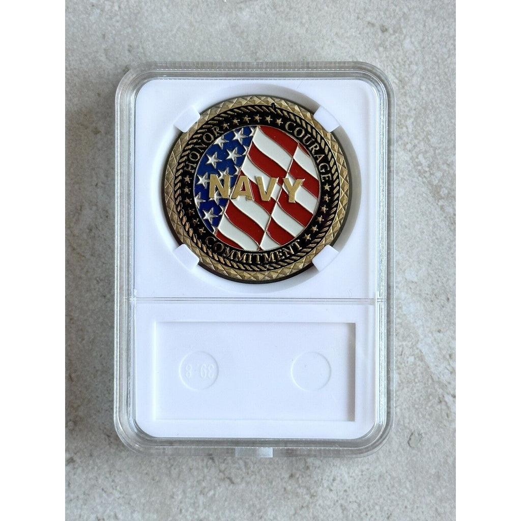 U.S. Navy Veteran Challenge Coin With Case POW - MIA