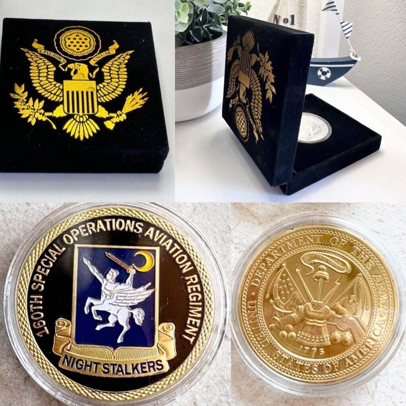 Us Army 160th Special Ops Aviation Reg. "Night Stalkers" Challenge Coin W/ Case