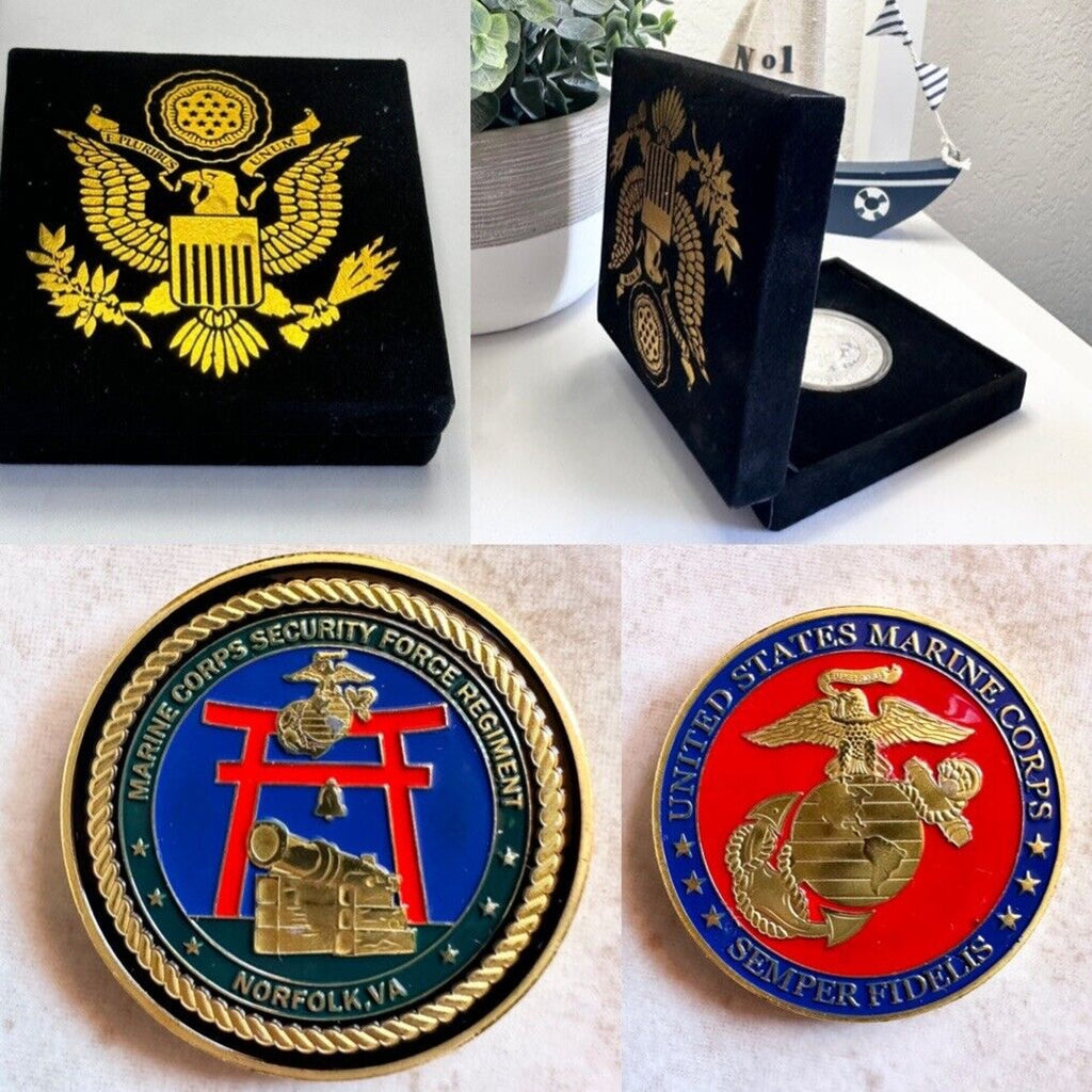 US MARINE CORPS SECURITY FORCE REGIMENT, NORFOLK, VIRGINIA, CHALLENGE COIN NEW !