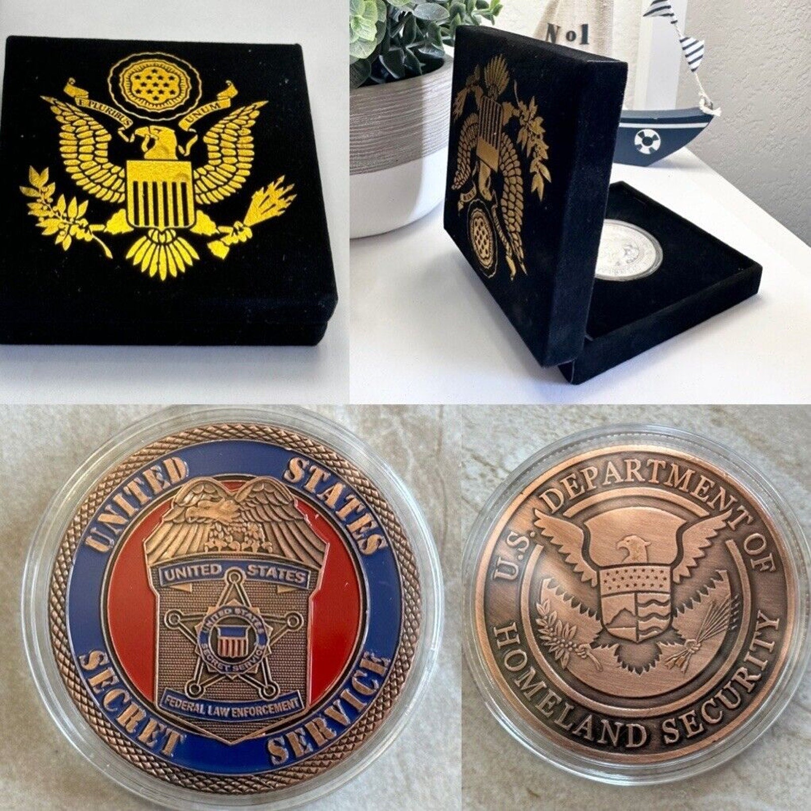 Secret Service Challenge Coin US Department Of Home Land Security With Case