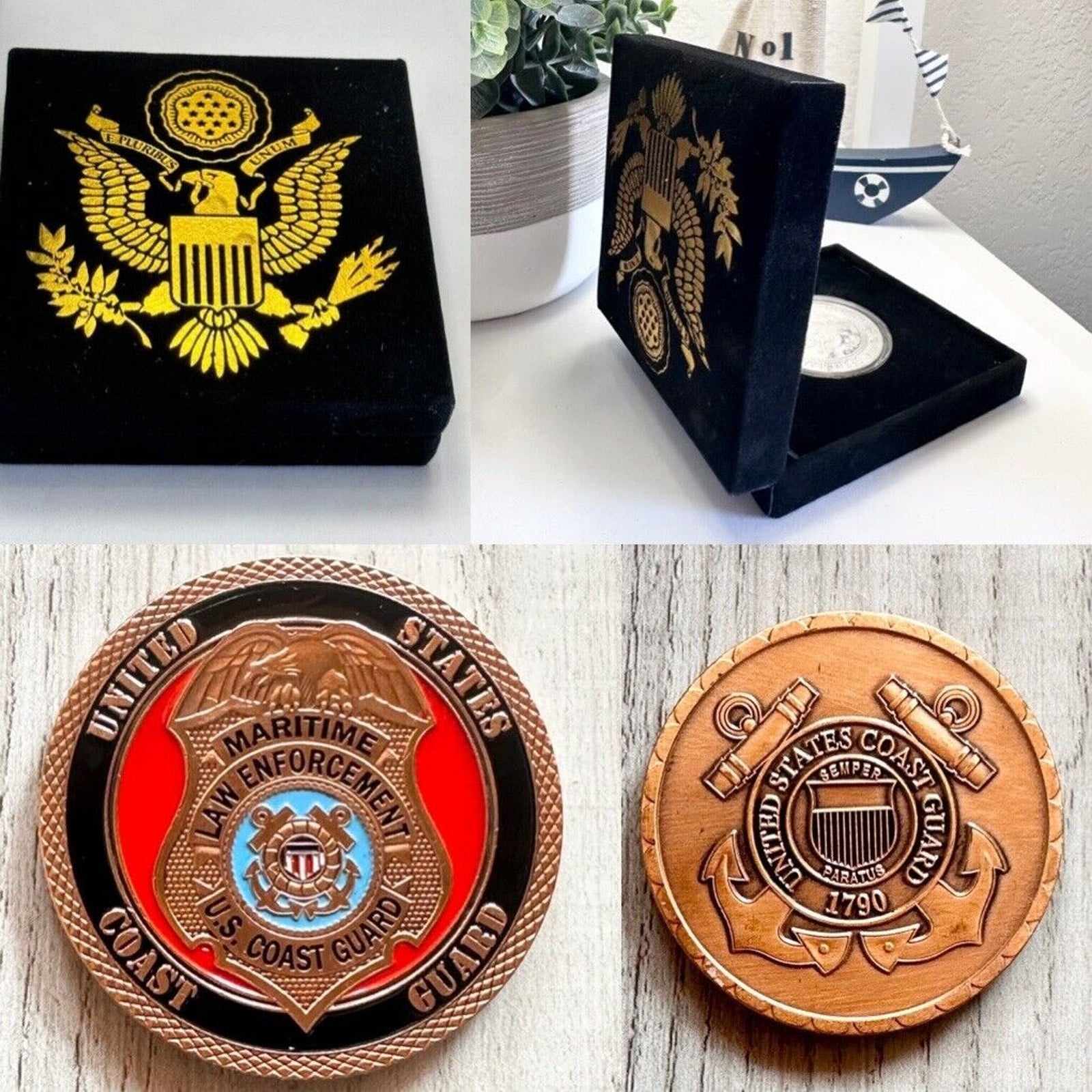 US COAST GUARD MARITIME LAW ENFORCEMENT Challenge Coin (COPPER) w/ velvet case