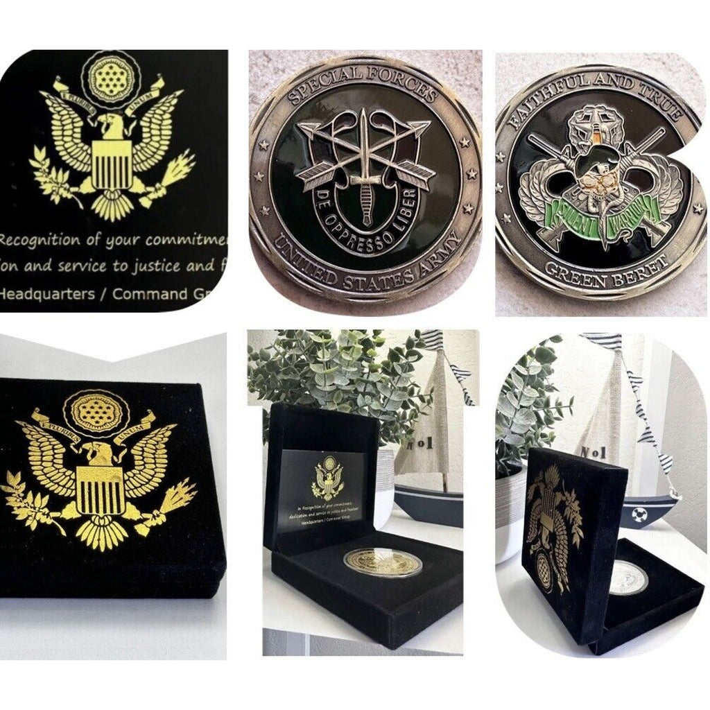 US America Army Special Forces Nice Green Military Beret Metal Coin USA ARMY