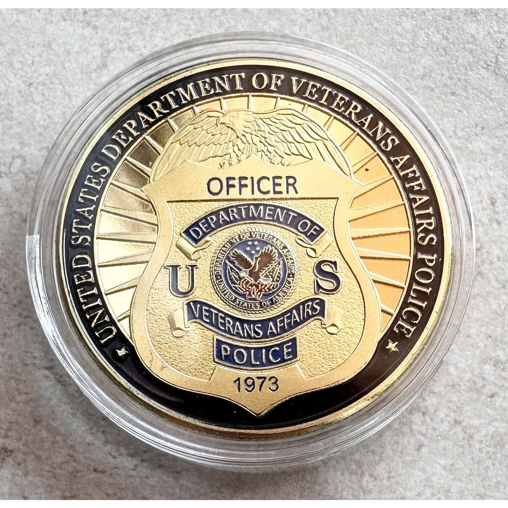 U S Department of Veterans Affairs Police Officer Challenge Coin w/ velvet case