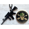 2 pcs Special Ops Joint Special forces SF Unit Challenge Coin & men necklace