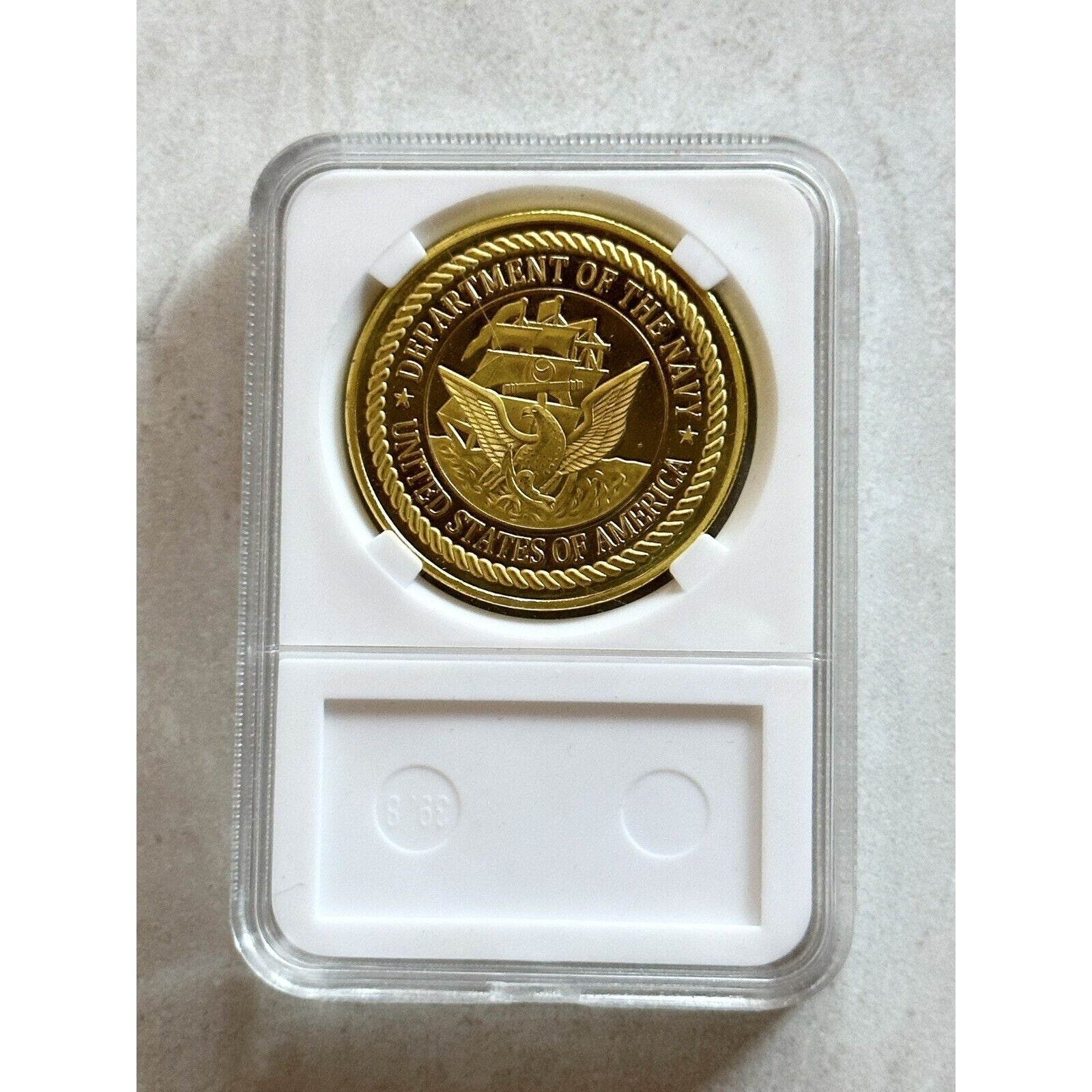 U.S. NAVY SEABEES CAN DO WE BUILD WE FIGHT CHALLENGE COIN With Case