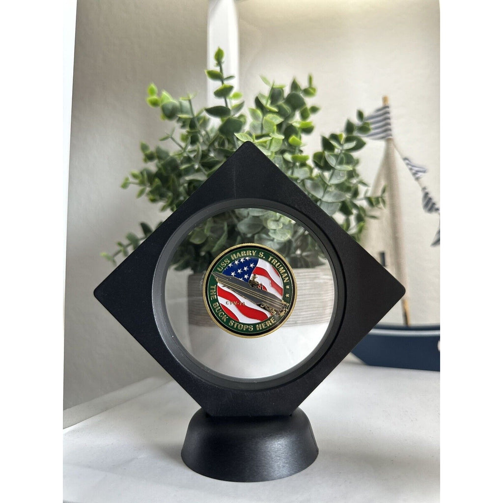 Us Navy Uss Harry S. Truman Cvn-75 Challenge Coin With 3D Display Case