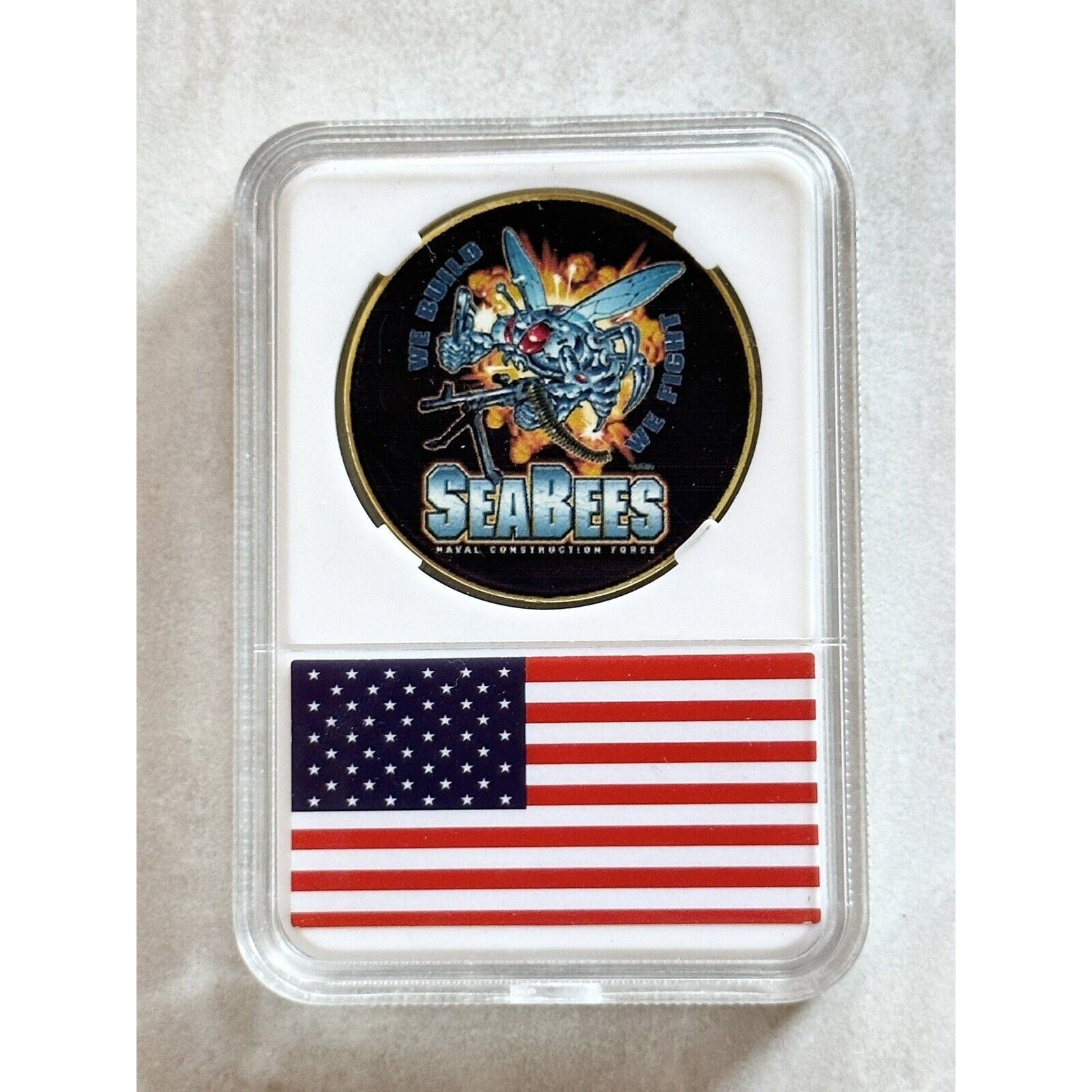 NEW U.S. Navy Seabees "We Build We Fight" Challenge Coin With Case