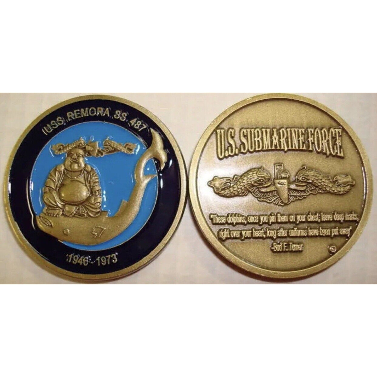 RARE NAVY USS REMORA SS-487 SUBMARINE FORCE CHALLENGE COIN