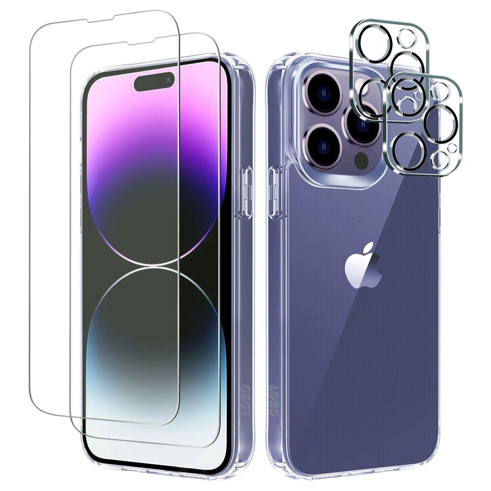 7in1 Sturdy Clear Case Kit w 2 Tempered Glass /2 Lens Protectors 2 clean + Box
