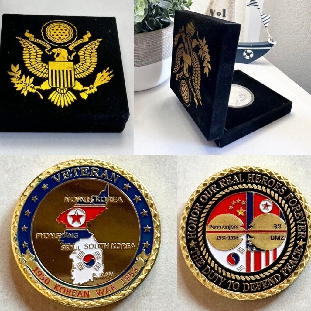 KOREAN WAR VETERAN Challenge Coin With Special Velvet Case.