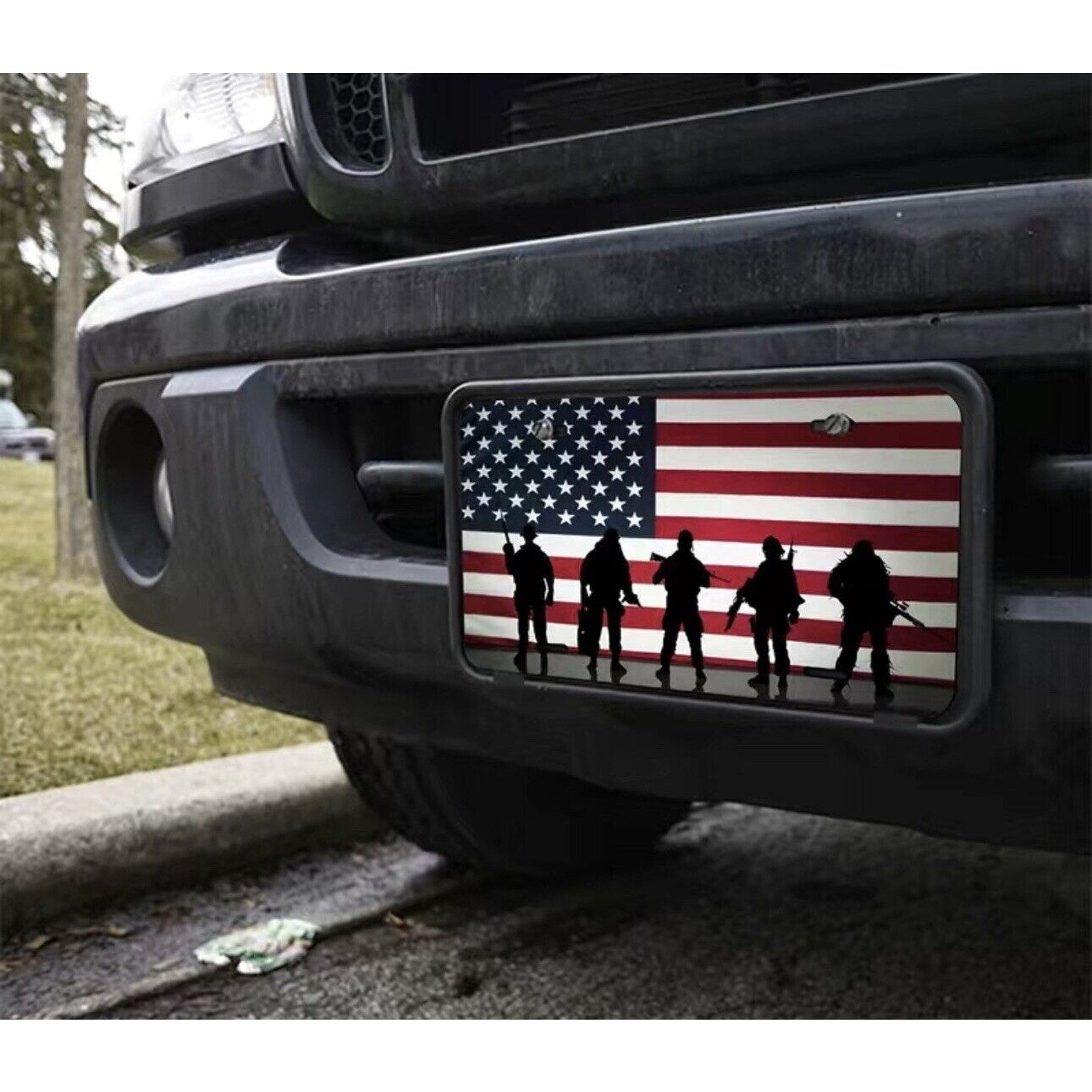 License Plate, Veterans Day Flag Aluminum Metal Tag Novelty Auto Car Tag 6x12”