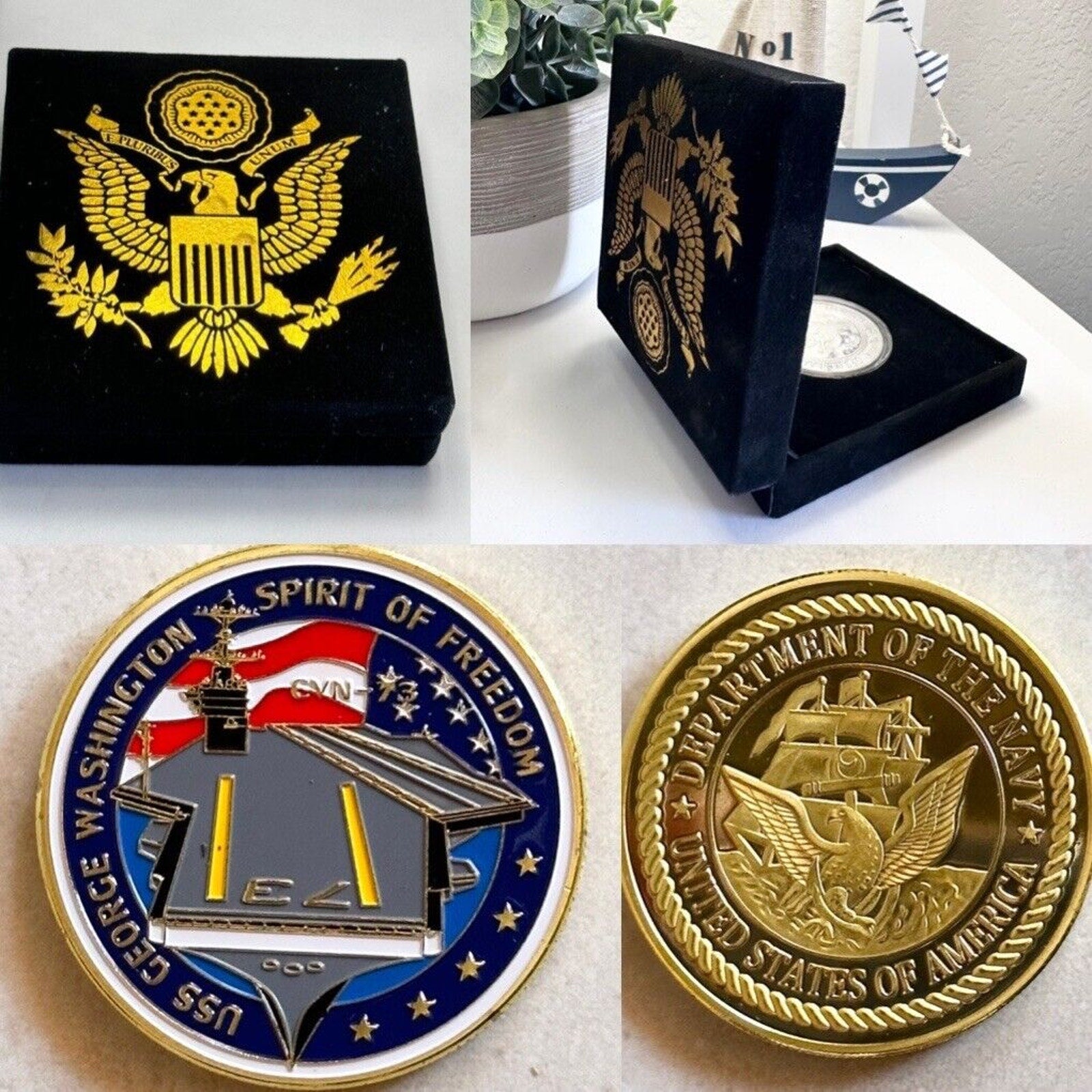 US NAVY USS GEORGE WASHINGTON CVN-73 Challenge Coin With Velvet Case