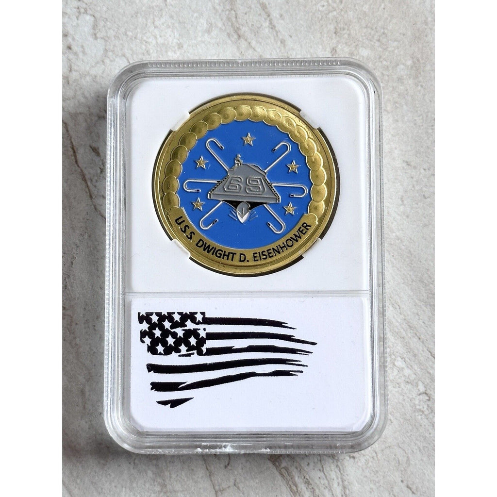US NAVY - USS DWIGHT D. EISENHOWER - CVN-69 Challenge Coin With Case