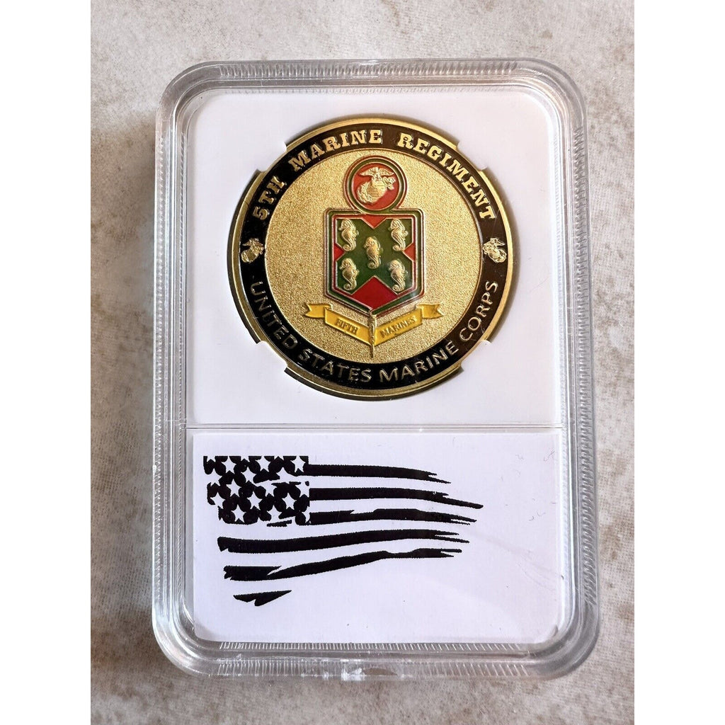 US MARINE CORPS - 5th MARINE REGIMENT Challenge Coin With Case