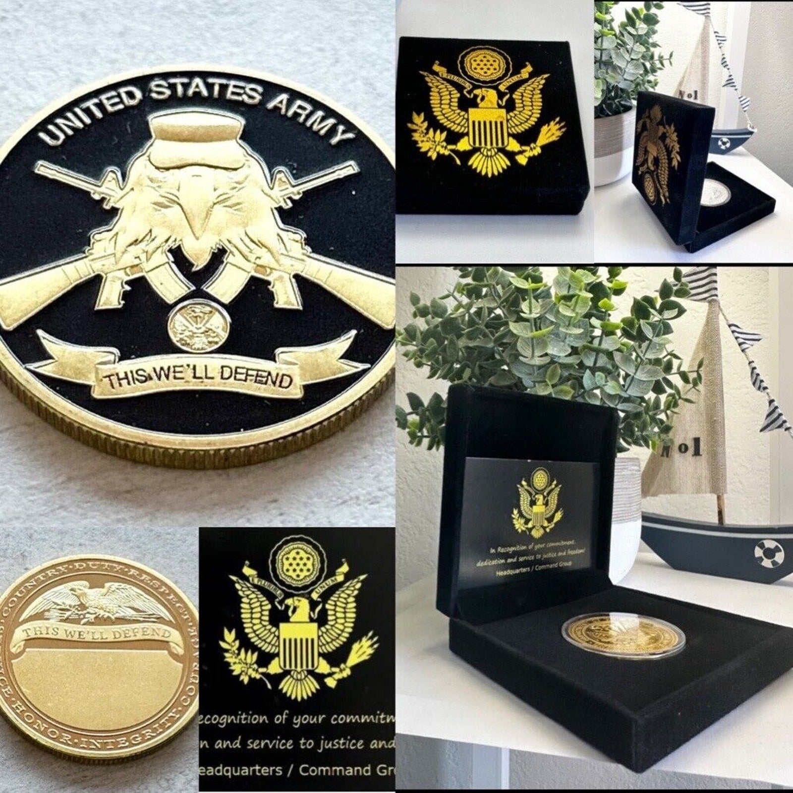 US ARMY THIS WE'LL DEFEND Challenge Coin With Special Velvet Case