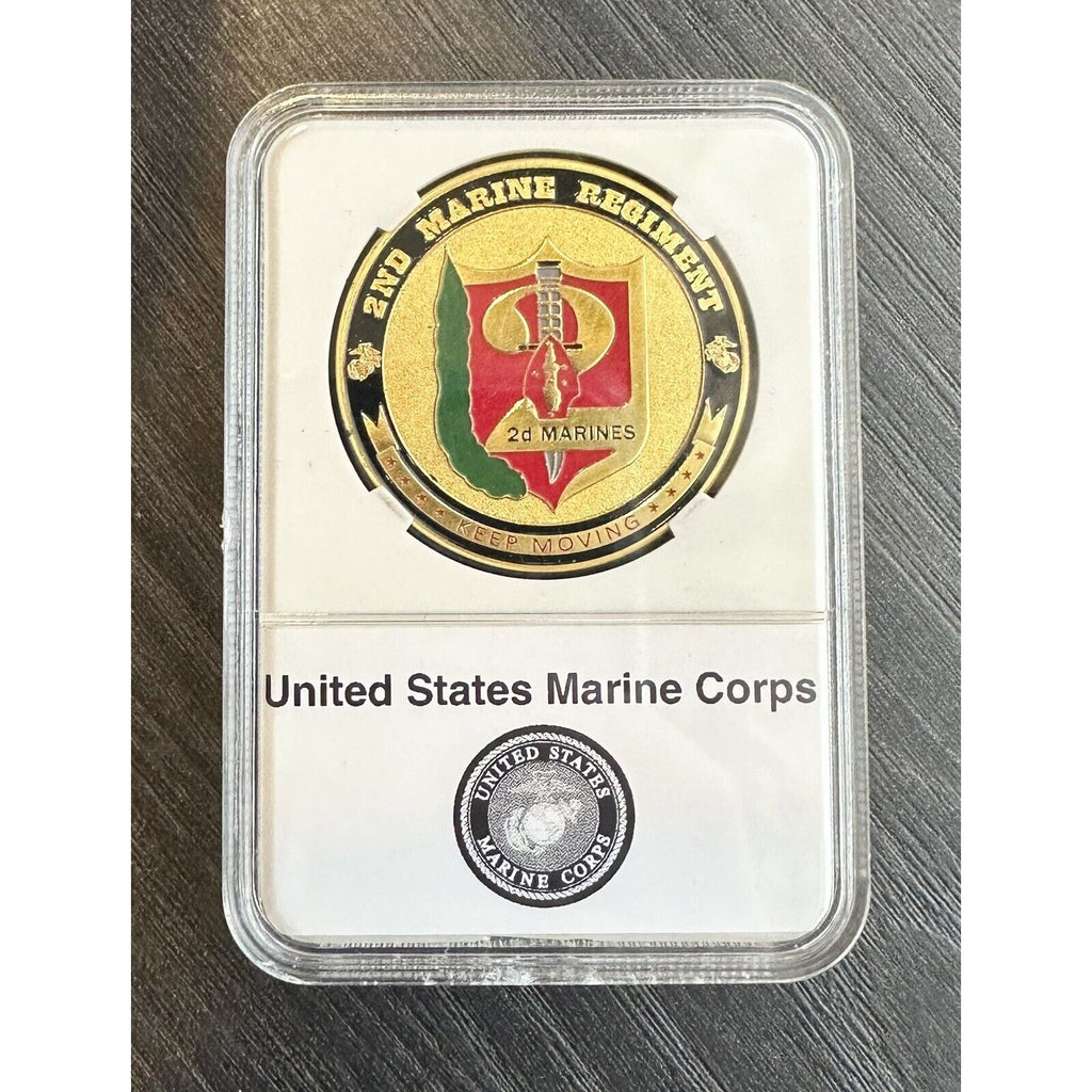 US Marine Corps - 2nd MARINE REGIMENT Challenge Coin with Case