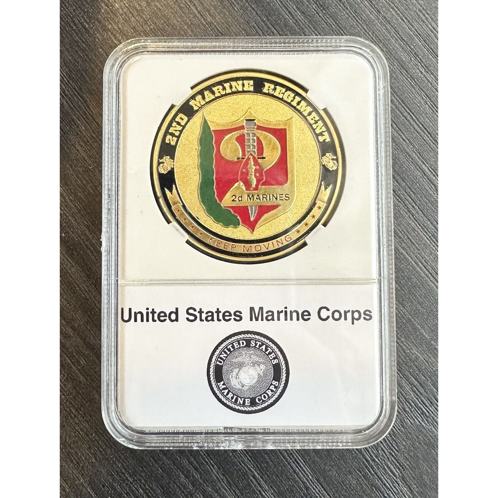 US Marine Corps - 2nd MARINE REGIMENT Challenge Coin with Case