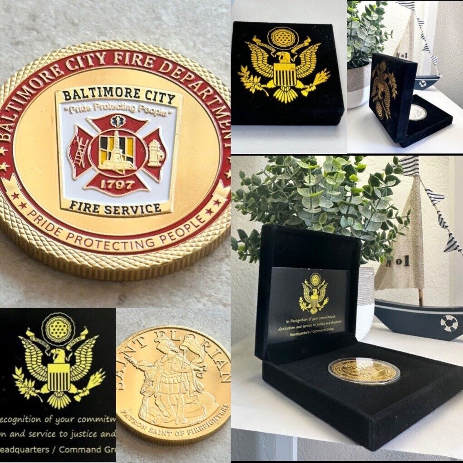 BALTIMORE CITY Fire Dept. Challenge Coin With Special Velvet Case.
