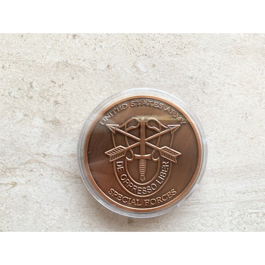 US Army Special Forces Motivated Dedicated Lethal Skull Copper Plated Coin