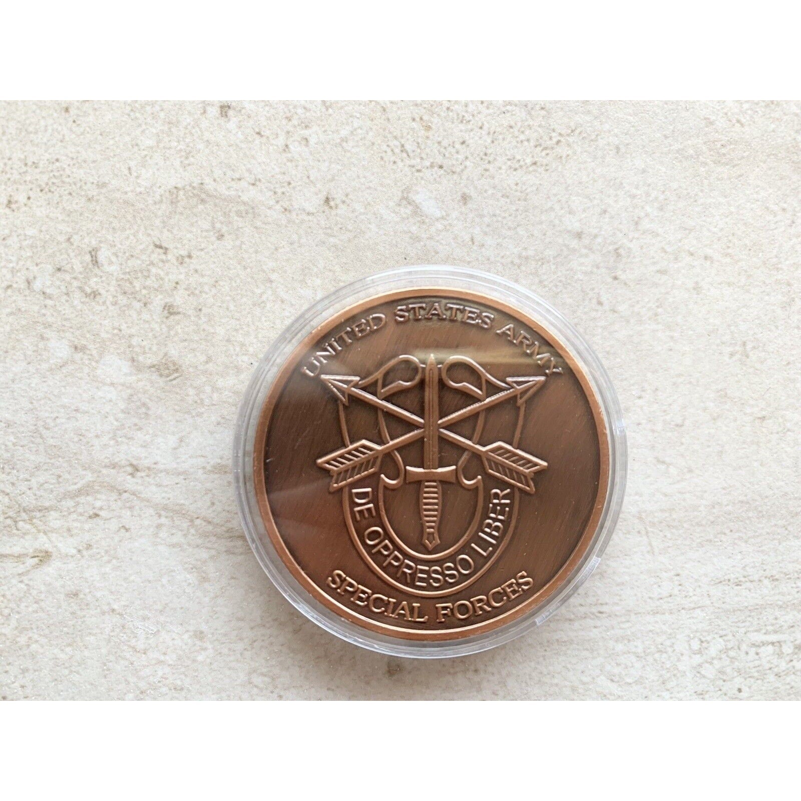 US Army Special Forces Motivated Dedicated Lethal Skull Copper Plated Coin