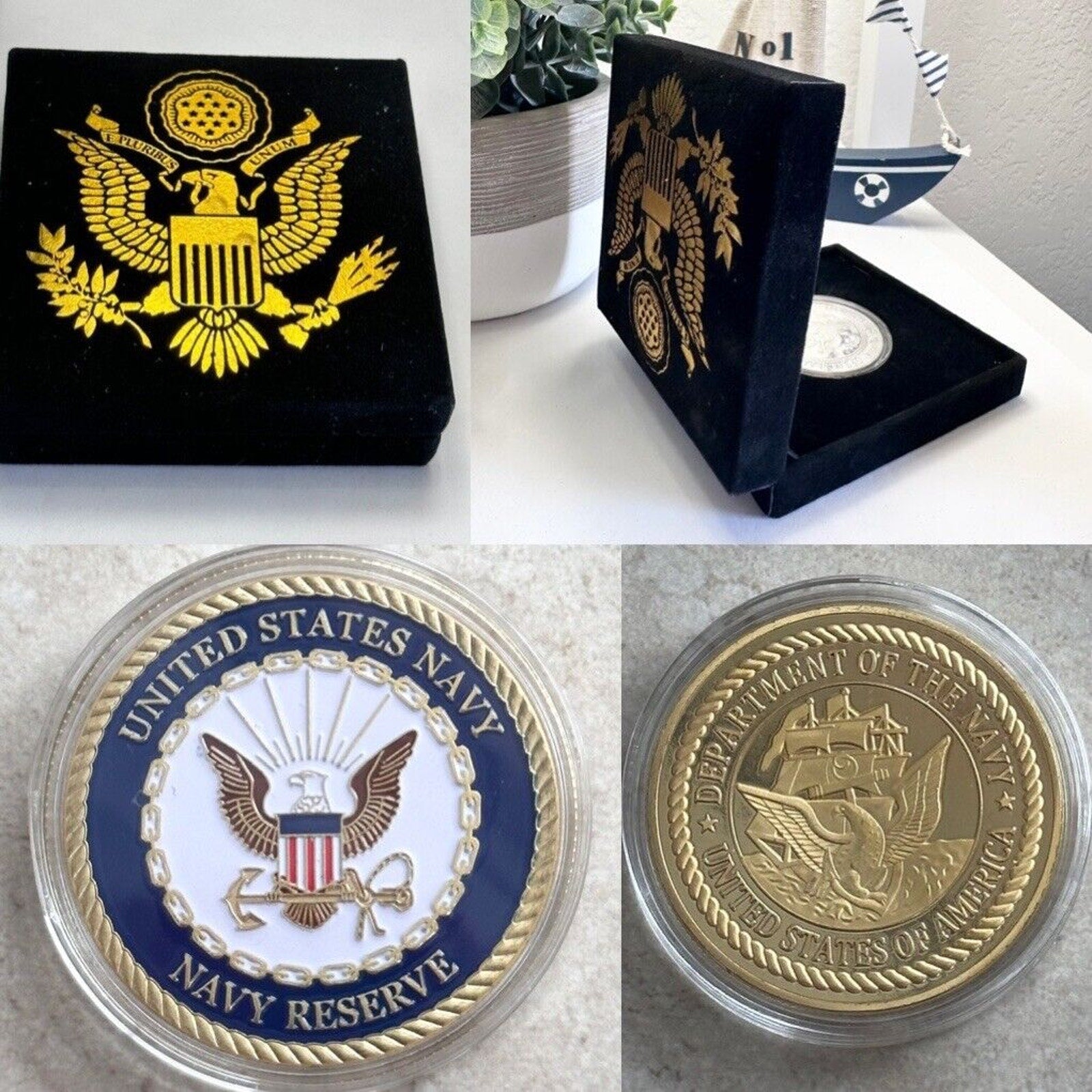 Navy Reserve Service CHALLENGE COIN USN-US Navy Come With Velvet Case