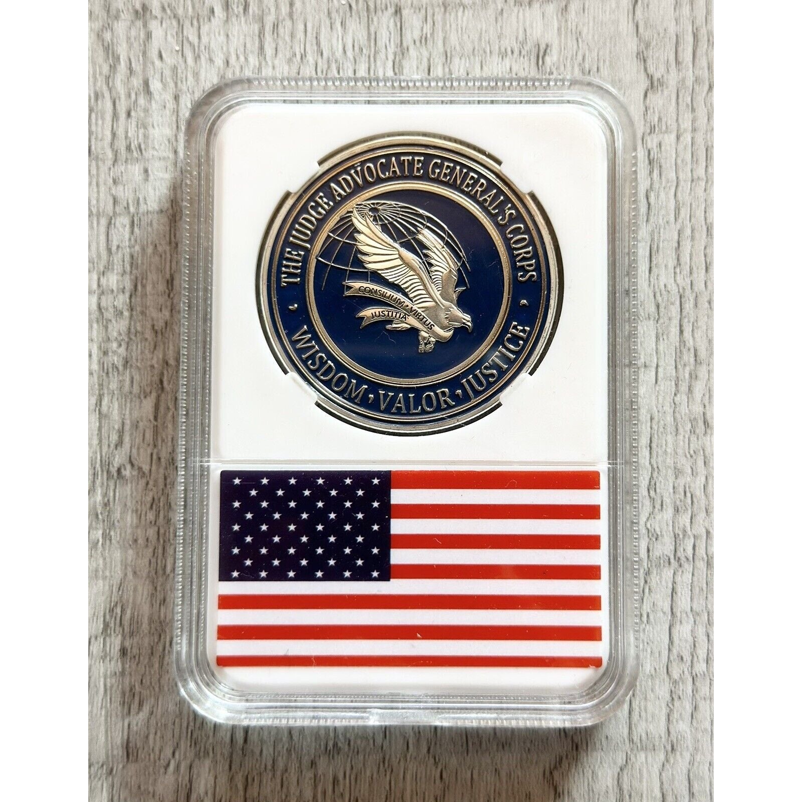 US AIR FORCE (JAG) JUDGE ADVOCATE GENERAL'S CORPS Challenge Coin with case.