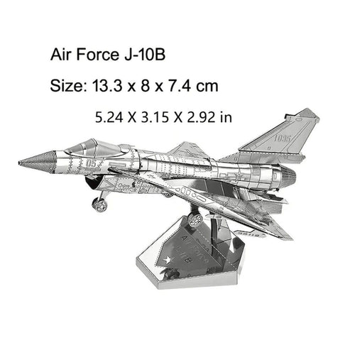 Airplane 3D Metal Puzzle Air Force J-10B Model KITS Assemble Jigsaw Puzzle