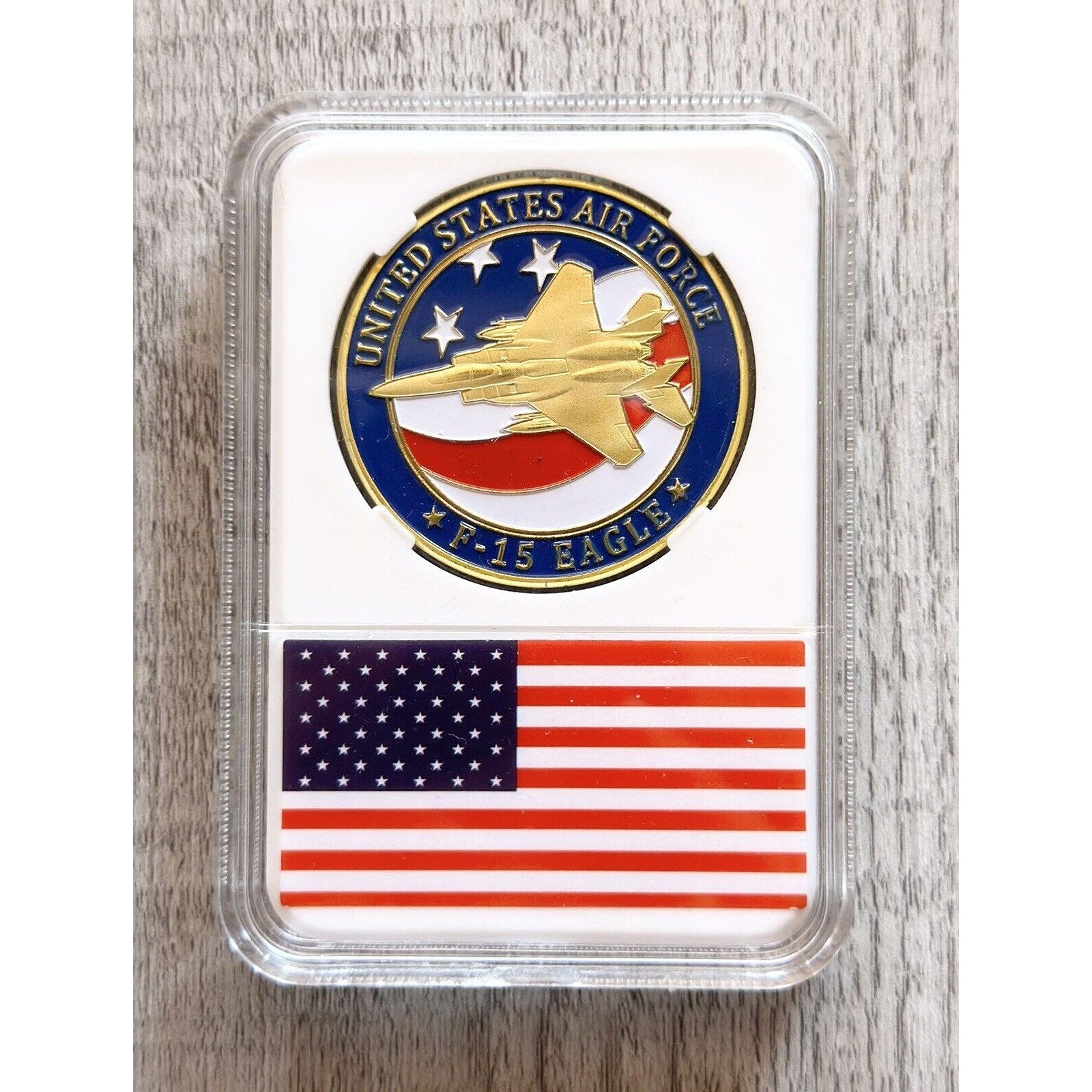 U S AIR FORCE F-15 STRIKE EAGLE Challenge Coin with case.