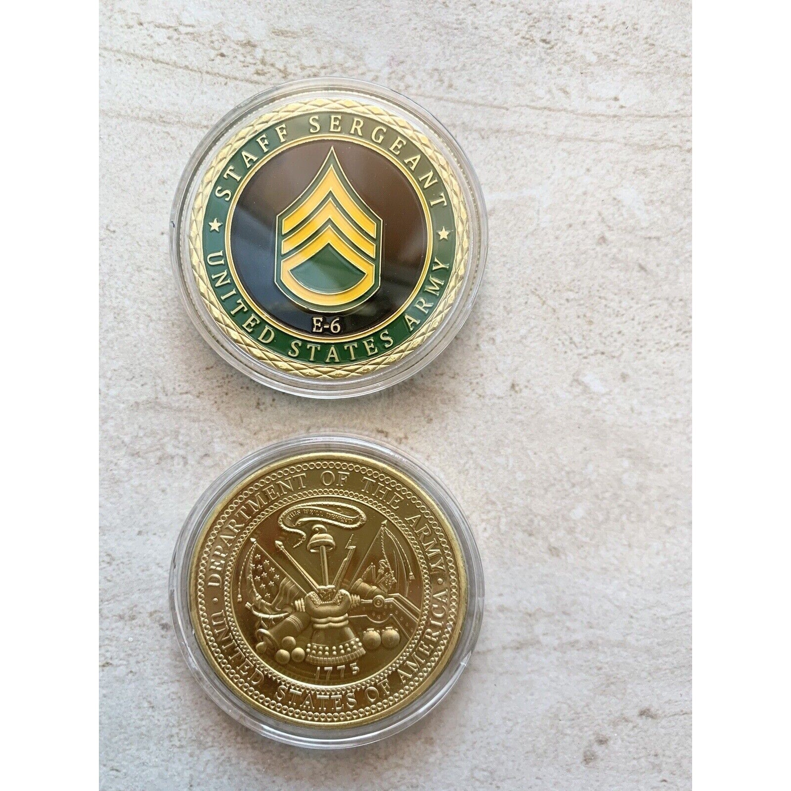 ARMY STAFF SERGEANT E-6 MILITARY CHALLENGE COIN with velvet presentation case