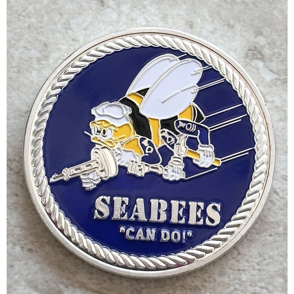 US Navy Seabees We Build We Fight Challenge Coin With Special Velvet Case