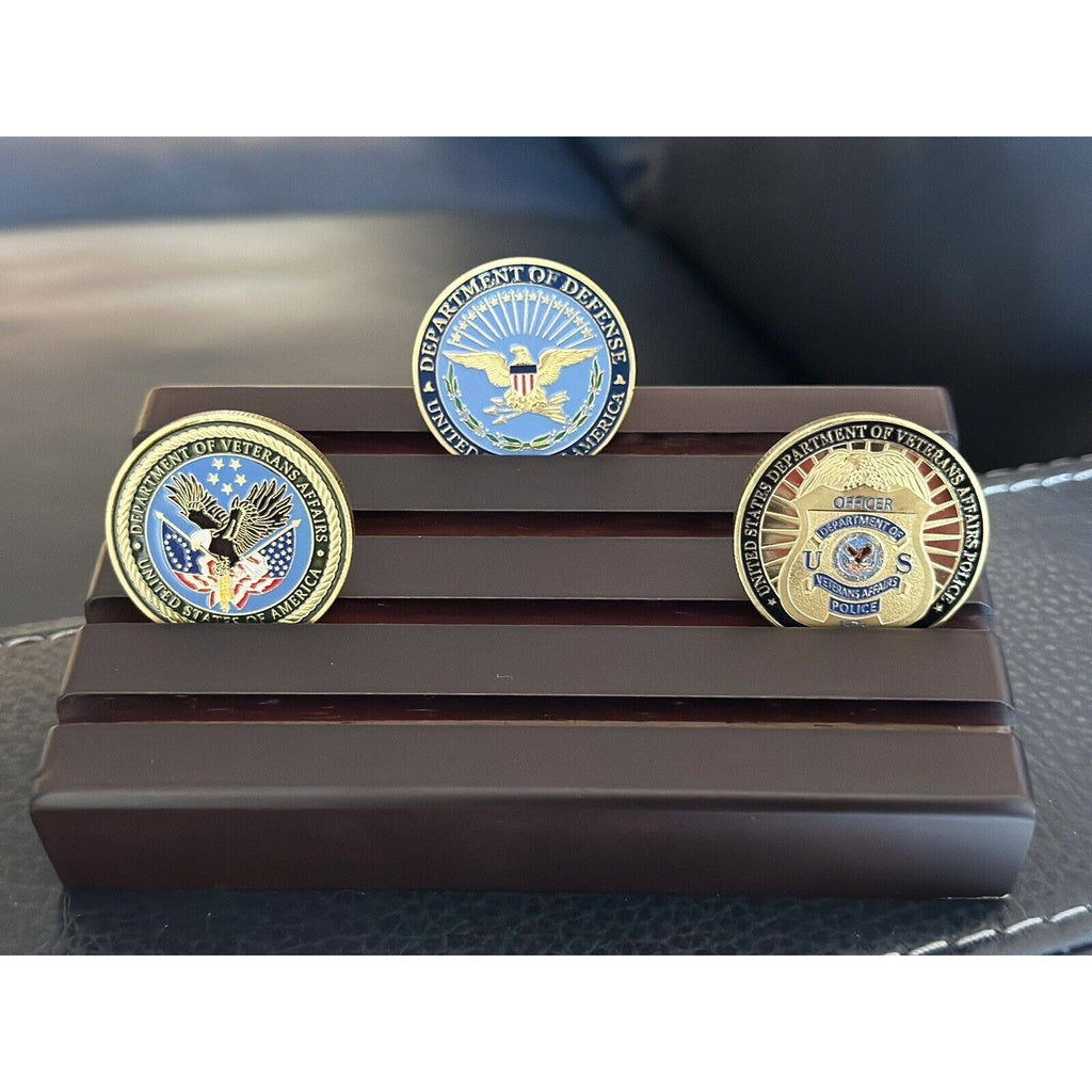 DoD Department Of Veterans Affairs VA Police Officer W/ Walnut Wood Holder USA