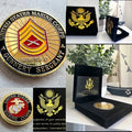 US MARINE CORPS " GUNNERY SERGEANT " Challenge Coin With Special Velvet Case
