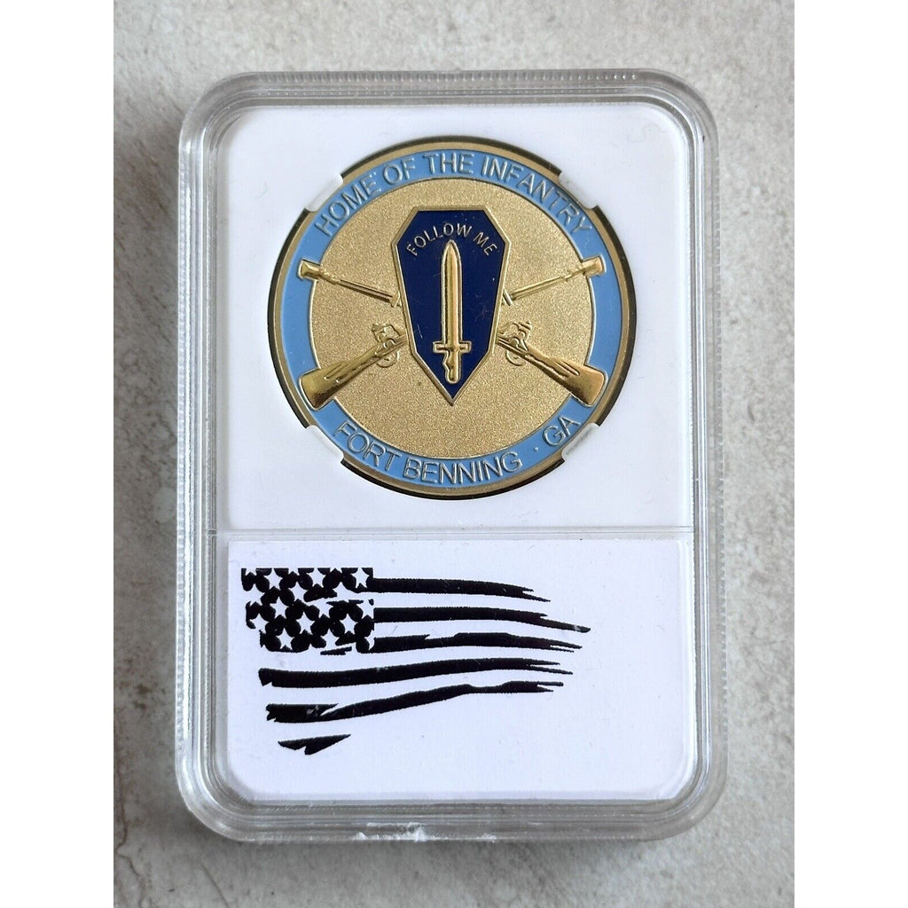ARMY FORT BENNING FOLLOW ME HOME OF THE INFANTRY CHALLENGE COIN With Case