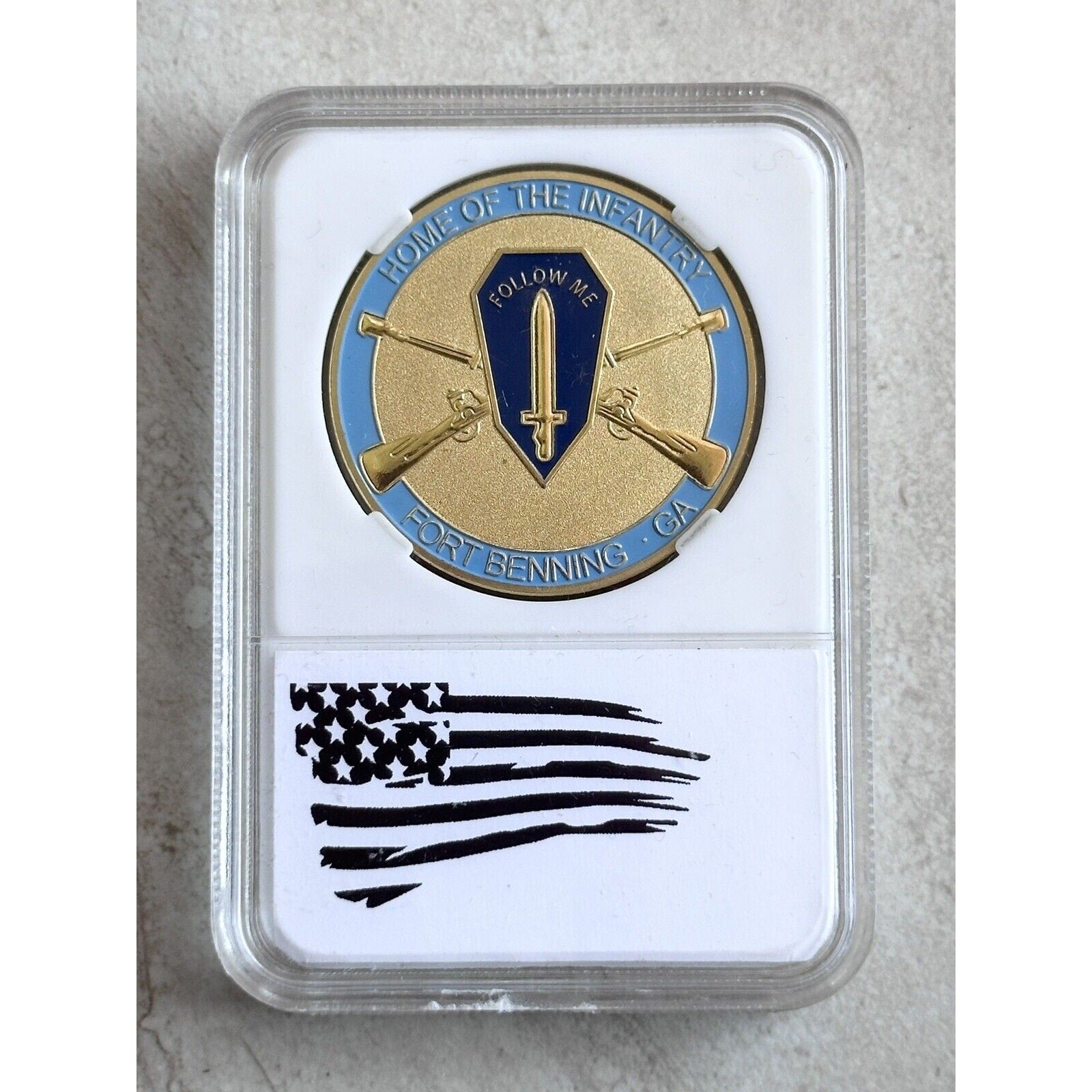 ARMY FORT BENNING FOLLOW ME HOME OF THE INFANTRY CHALLENGE COIN With Case