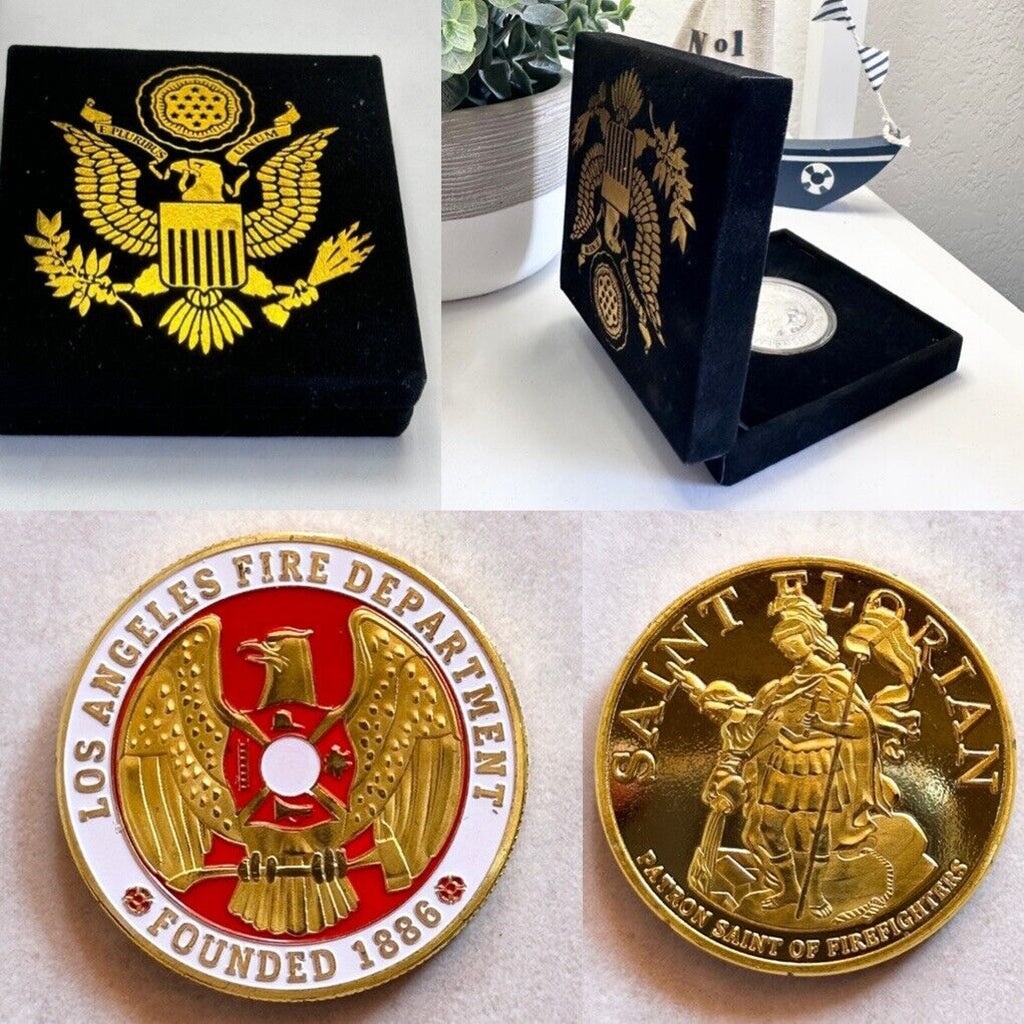 CITY OF LOS ANGELES Fire Dept. Challenge Coin With Special Velvet Case