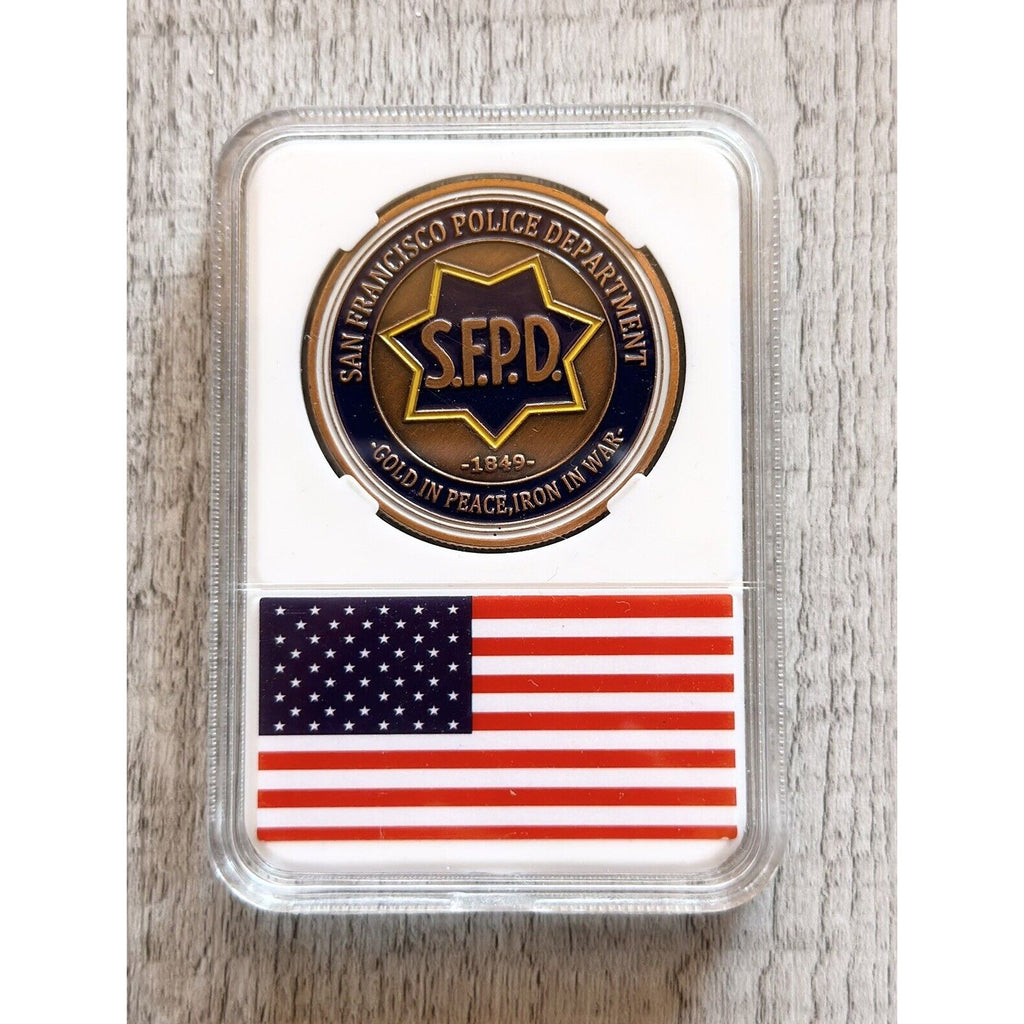 San Francisco SFPD POLICE DEPARTMENT Bronzed FINISH Challenge Coin with case