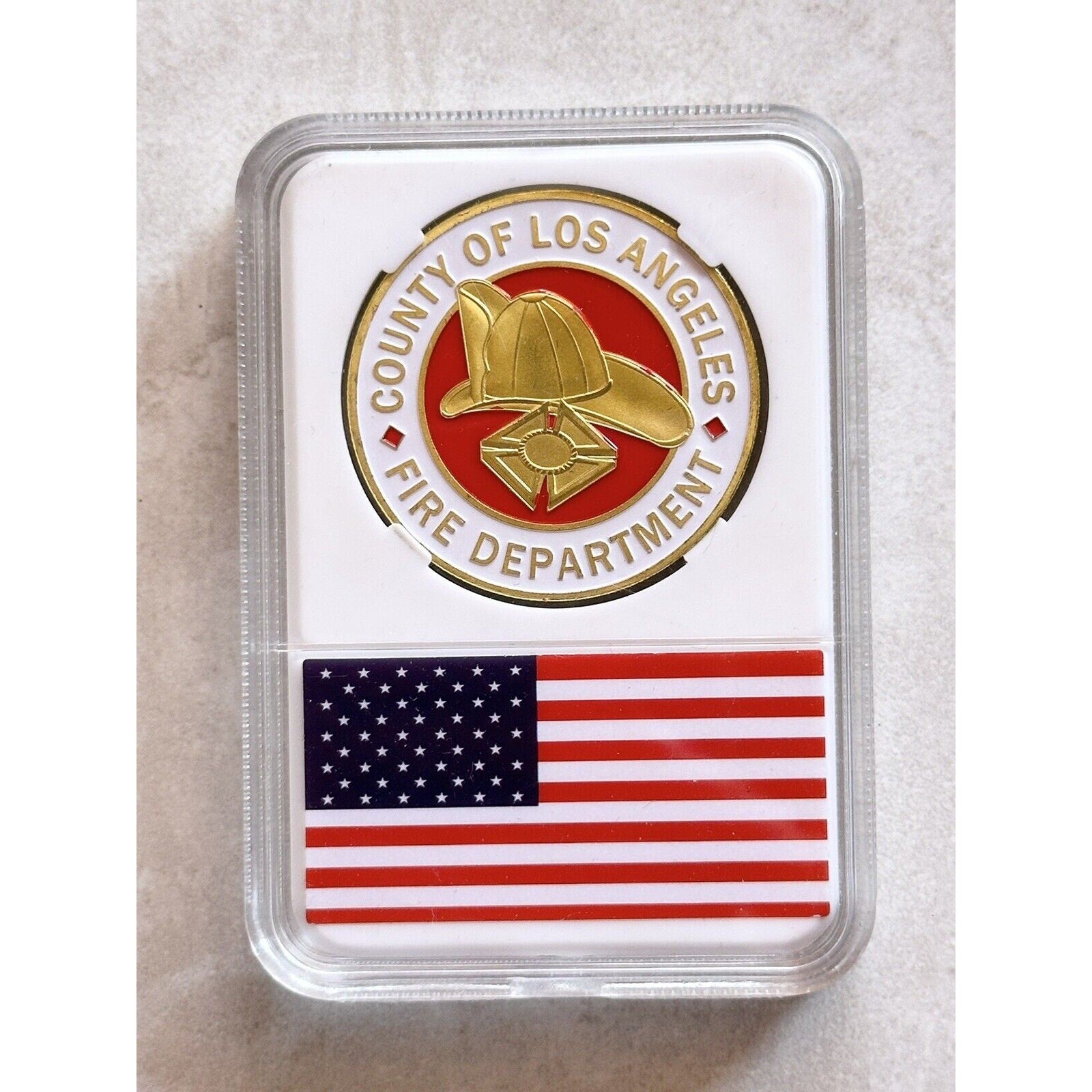 COUNTY OF LOS ANGELES FIRE DEPARTMENT CHALLENGE COIN With Case
