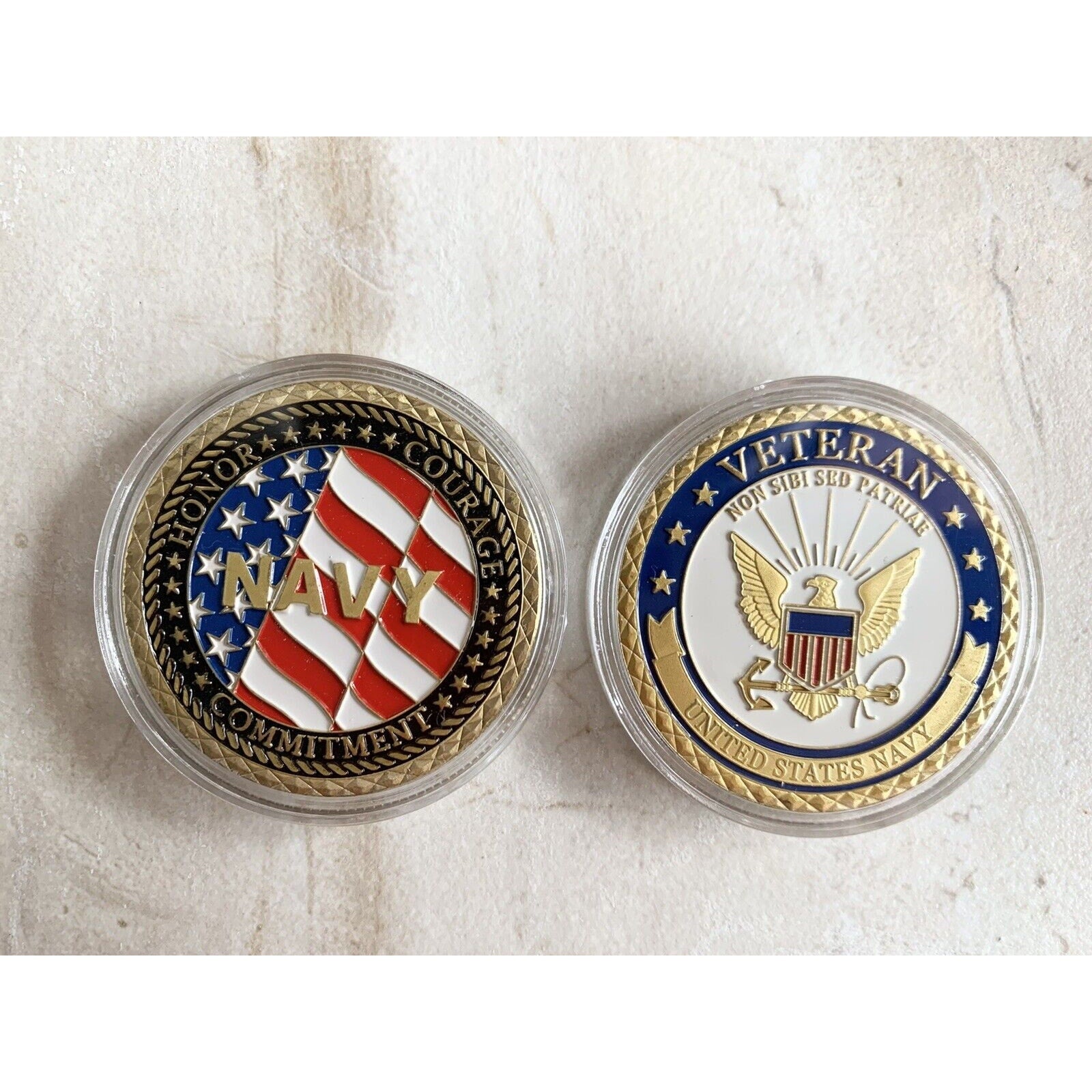 U.S. Navy Veteran Non Sibi Sed Patriae Challenge Coin With Beautiful Velvet Box