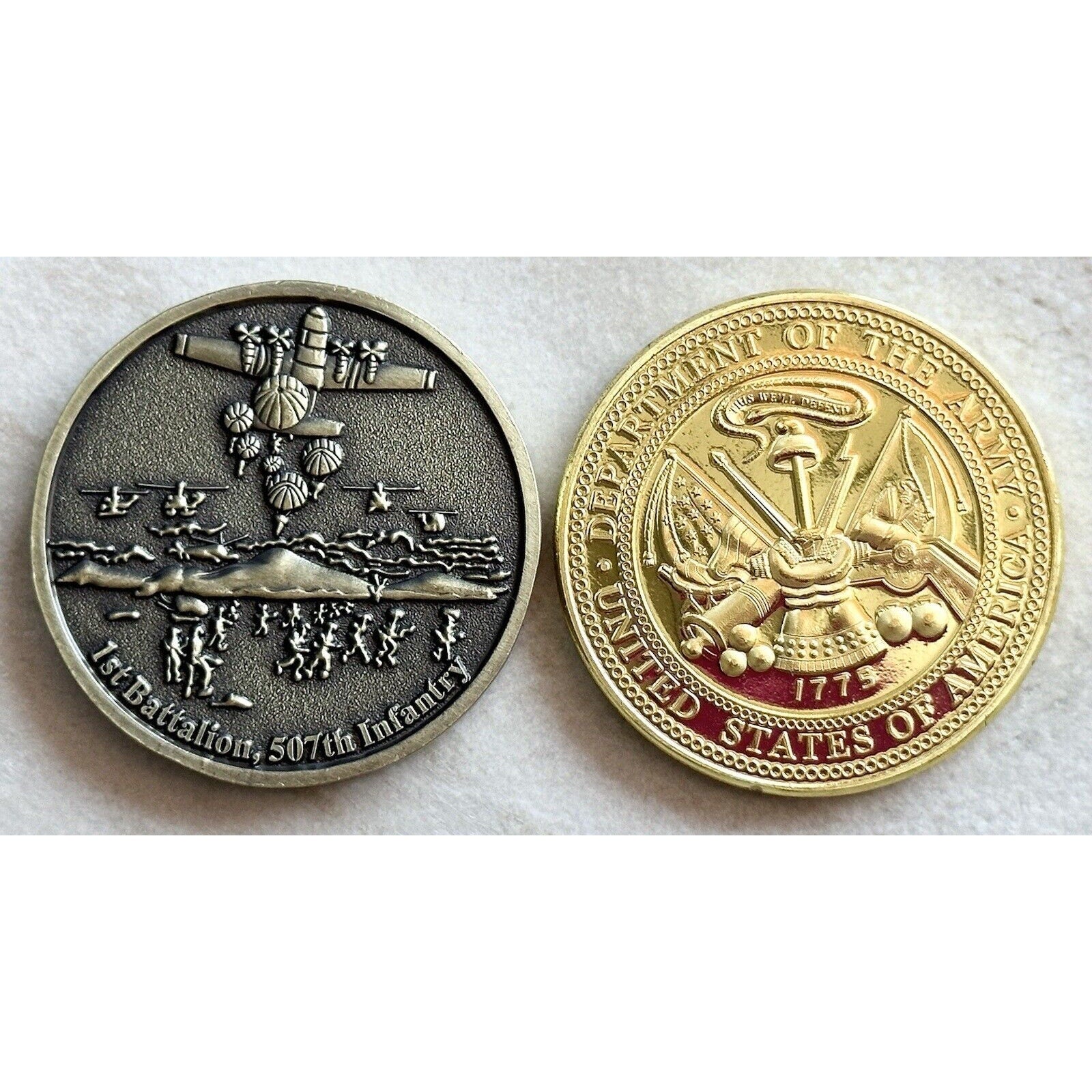 2 pcs AIRBORNE School Fort Benning GA And 82nd Airborne Challenge COIN