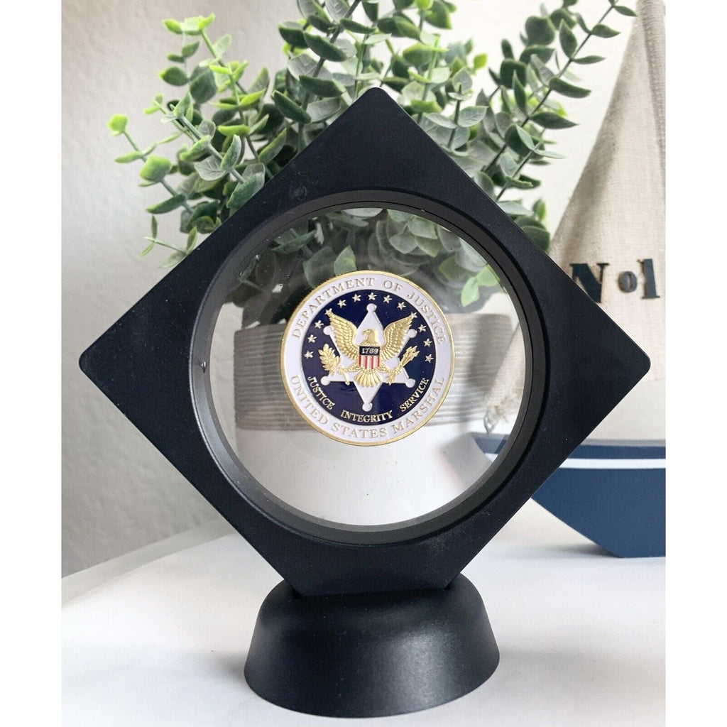 DOJ Department of Justice United States Marshal Agent Challenge Coin W/ Display