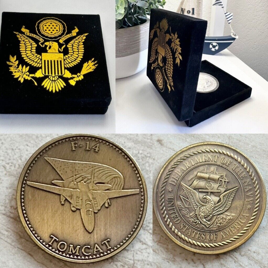 US Navy F-14 Tomcat Challenge Coin United States Navy USN 40mm, W/ velvet case